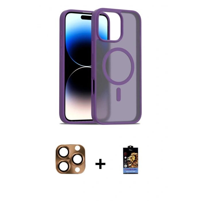 MARSİLYAN™- iPhone 16 Pro Max Kılıf Siluet Minimal Prime - Siyah Buffer Hayalet Cam Ekran Koruyucu + Pers Alüminyum Kamera Lens - CLTM