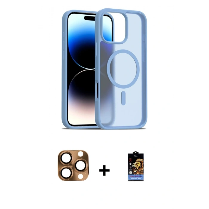 MARSİLYAN™- iPhone 16 Pro Max Kılıf Siluet Minimal Prime - Siyah Buffer Hayalet Cam Ekran Koruyucu + Pers Alüminyum Kamera Lens - CLTM