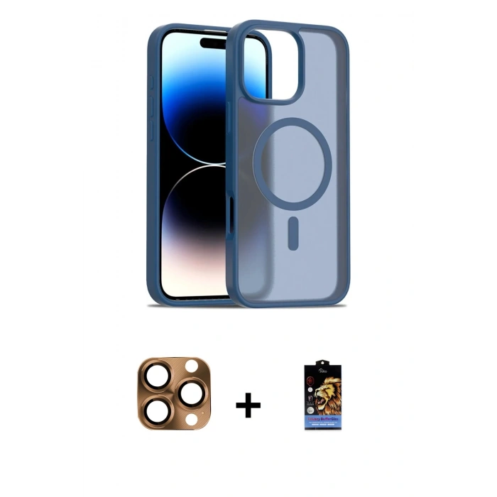 MARSİLYAN™- iPhone 16 Pro Max Kılıf Siluet Minimal Prime - Siyah Buffer Hayalet Cam Ekran Koruyucu + Pers Alüminyum Kamera Lens - CLTM