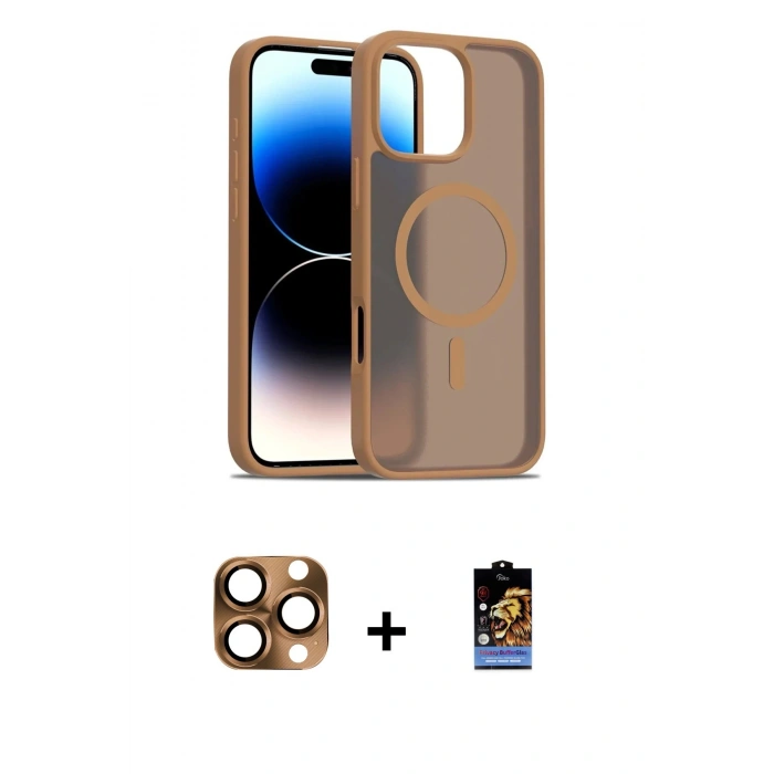MARSİLYAN™- iPhone 16 Pro Max Kılıf Siluet Minimal Prime - Siyah Buffer Hayalet Cam Ekran Koruyucu + Pers Alüminyum Kamera Lens - CLTM
