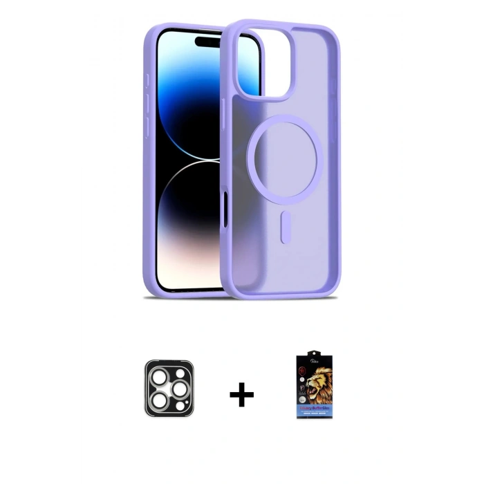 MARSİLYAN™- iPhone 16 Pro Max Kılıf Siluet Minimal Prime - Siyah Buffer Hayalet Cam Ekran Koruyucu + PVD Metal Kamera Lens - GS