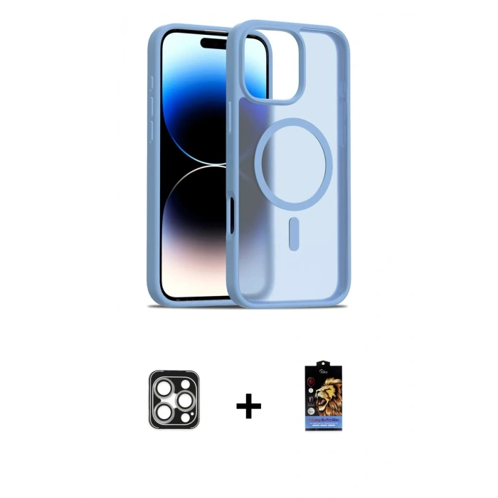 MARSİLYAN™- iPhone 16 Pro Max Kılıf Siluet Minimal Prime - Siyah Buffer Hayalet Cam Ekran Koruyucu + PVD Metal Kamera Lens - GS