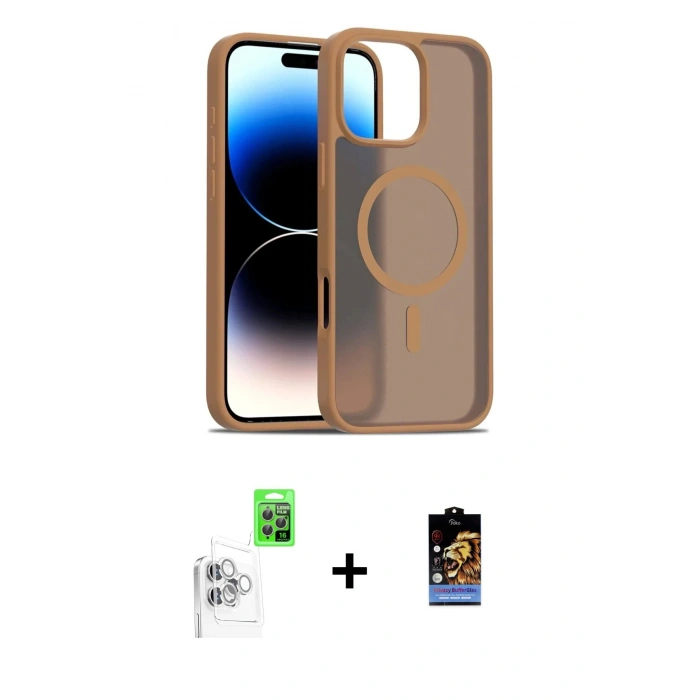 MARSİLYAN™- iPhone 16 Pro Max Kılıf Siluet Minimal Prime - Siyah Buffer Hayalet Cam Ekran Koruyucu + Raze Metal Kamera Lens - BZ