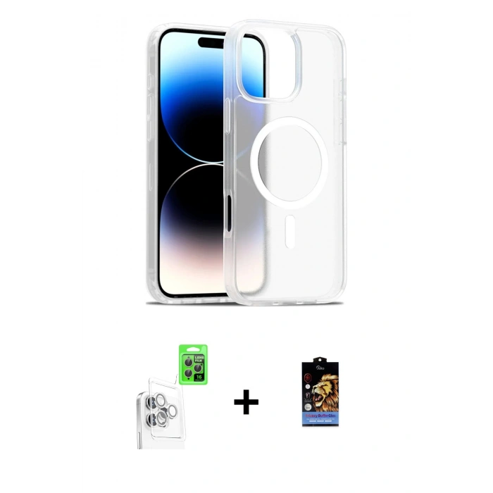 MARSİLYAN™- iPhone 16 Pro Max Kılıf Siluet Minimal Prime - Siyah Buffer Hayalet Cam Ekran Koruyucu + Raze Metal Kamera Lens - BZ