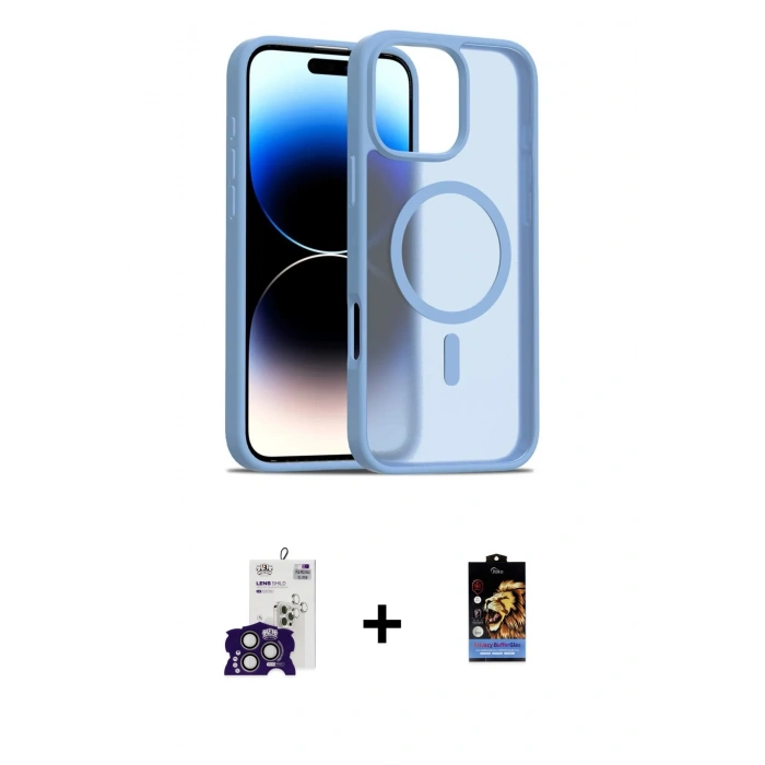 MARSİLYAN™- iPhone 16 Pro Max Kılıf Siluet Minimal Prime - Siyah Buffer Hayalet Cam Ekran Koruyucu + Titanyum Gri Bilvis Titan Kamera Lens
