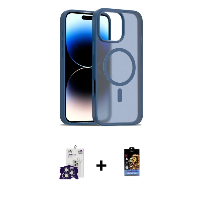 MARSİLYAN™- iPhone 16 Pro Max Kılıf Siluet Minimal Prime - Siyah Buffer Hayalet Cam Ekran Koruyucu + Titanyum Gri Bilvis Titan Kamera Lens