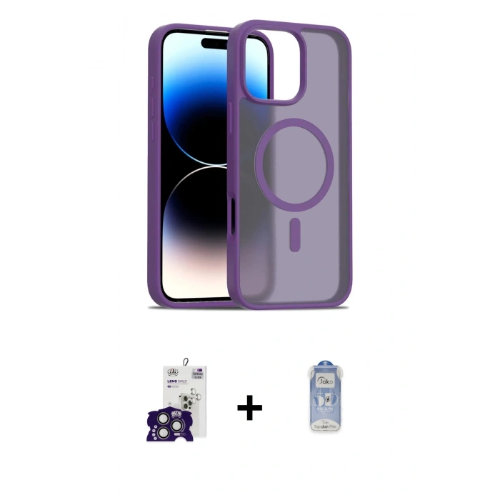 MARSİLYAN™- iPhone 16 Pro Max Kılıf Siluet Minimal Prime - Siyah Joko Magic 5D Cam + Bilvis Titan Kamera Lens - TMGI