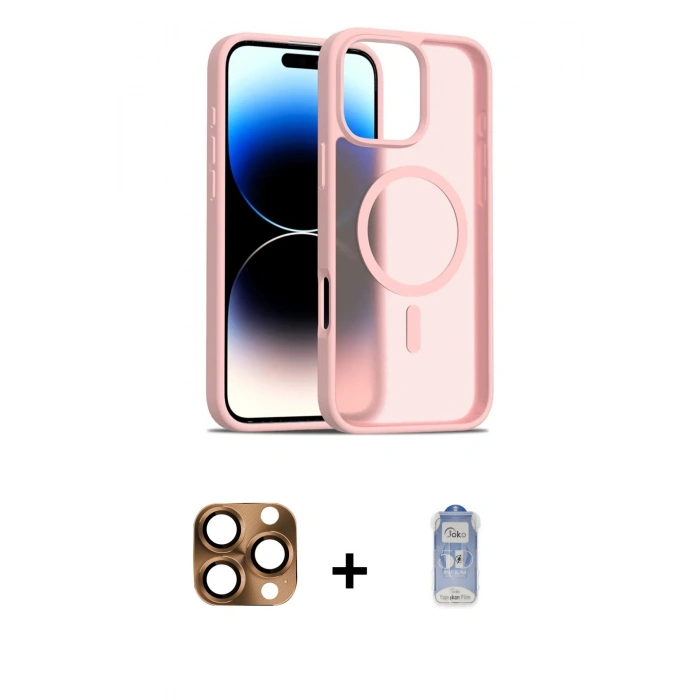 MARSİLYAN™- iPhone 16 Pro Max Kılıf Siluet Minimal Prime - Siyah Joko Magic 5D Cam + Çöl Titanyum Pers Alüminyum Kamera Lens