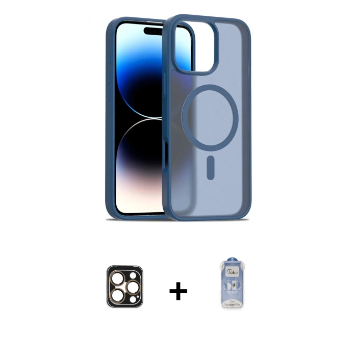MARSİLYAN™- iPhone 16 Pro Max Kılıf Siluet Minimal Prime - Siyah Joko Magic 5D Cam + Gold PVD Metal Kamera Lens