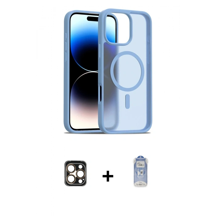 MARSİLYAN™- iPhone 16 Pro Max Kılıf Siluet Minimal Prime - Siyah Joko Magic 5D Cam + Gold PVD Metal Kamera Lens