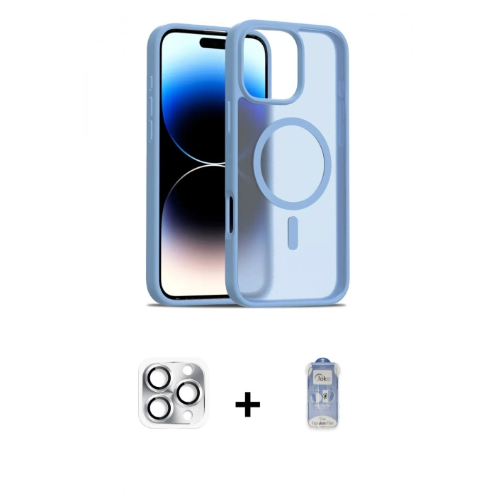 MARSİLYAN™- iPhone 16 Pro Max Kılıf Siluet Minimal Prime - Siyah Joko Magic 5D Cam + Pers Alüminyum Kamera Lens - GS