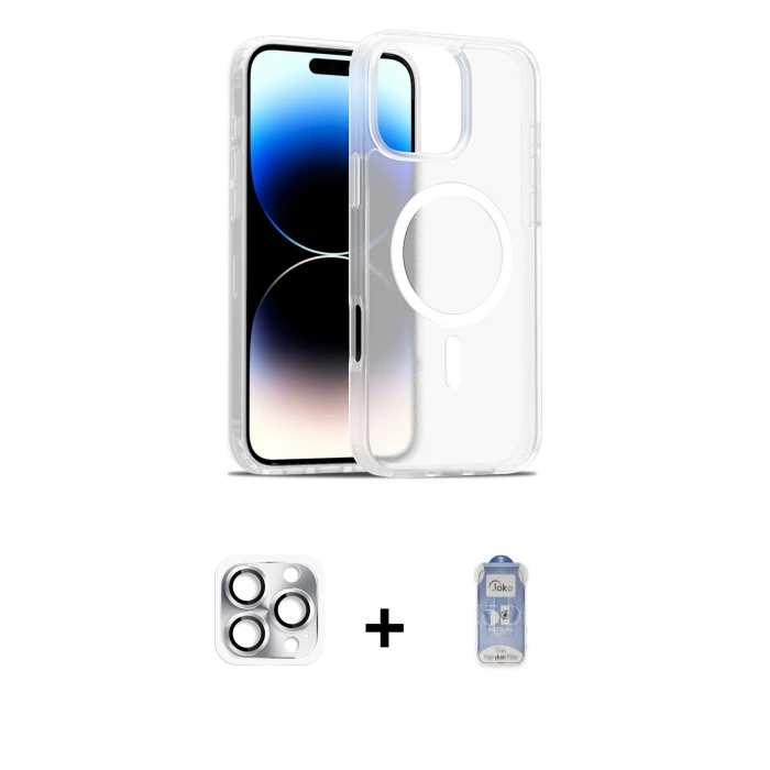 MARSİLYAN™- iPhone 16 Pro Max Kılıf Siluet Minimal Prime - Siyah Joko Magic 5D Cam + Pers Alüminyum Kamera Lens - GS