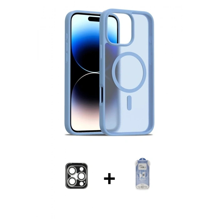 MARSİLYAN™- iPhone 16 Pro Max Kılıf Siluet Minimal Prime - Siyah Joko Magic 5D Cam + Gümüş PVD Metal Kamera Lens