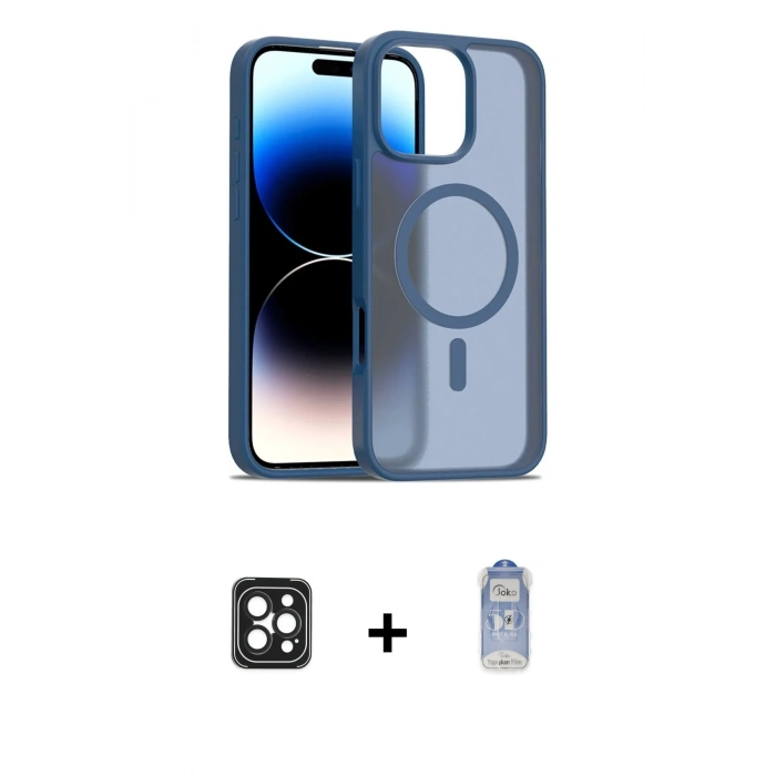 MARSİLYAN™- iPhone 16 Pro Max Kılıf Siluet Minimal Prime - Siyah Joko Magic 5D Cam + PVD Metal Kamera Lens - SH