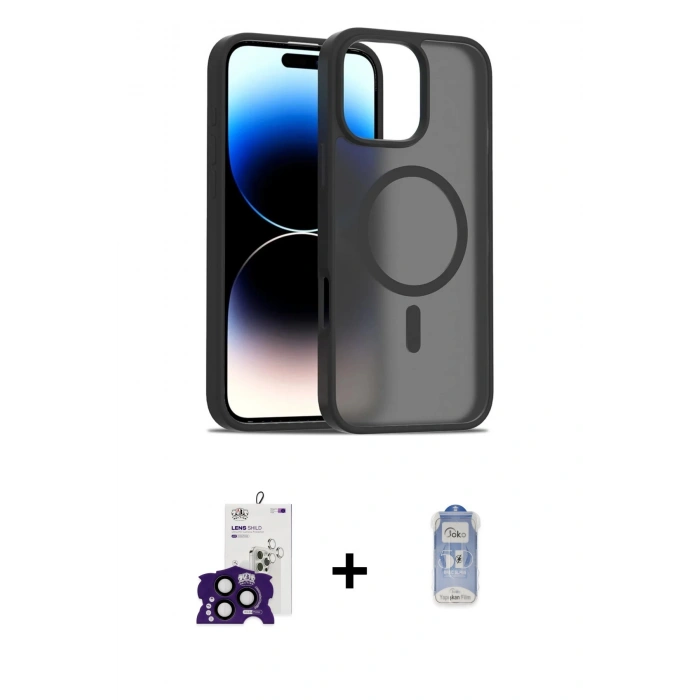 MARSİLYAN™- iPhone 16 Pro Max Kılıf Siluet Minimal Prime - Siyah Joko Magic 5D Cam + Bilvis Titan Kamera Lens - SH