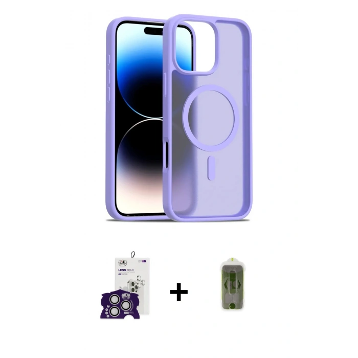 MARSİLYAN™- iPhone 16 Pro Max Kılıf Siluet Minimal Prime - Siyah Joko Magic 5D Hayalet Cam + Bilvis Titan Kamera Lens - GS