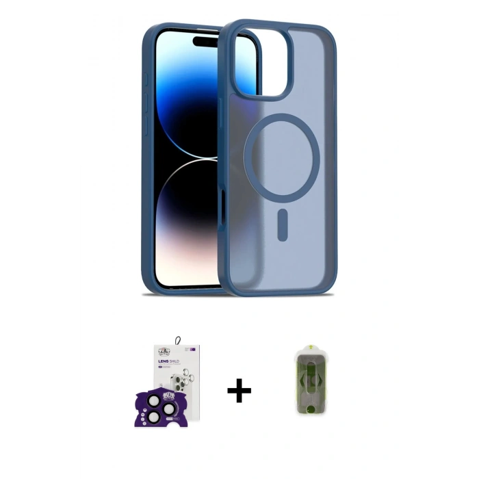 MARSİLYAN™- iPhone 16 Pro Max Kılıf Siluet Minimal Prime - Siyah Joko Magic 5D Hayalet Cam + Bilvis Titan Kamera Lens - SH