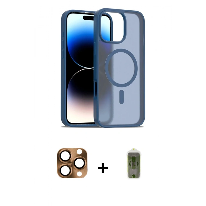MARSİLYAN™- iPhone 16 Pro Max Kılıf Siluet Minimal Prime - Siyah Joko Magic 5D Hayalet Cam + Pers Alüminyum Kamera Lens - CLTM