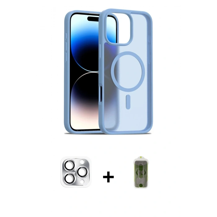MARSİLYAN™- iPhone 16 Pro Max Kılıf Siluet Minimal Prime - Siyah Joko Magic 5D Hayalet Cam + Pers Alüminyum Kamera Lens - GS