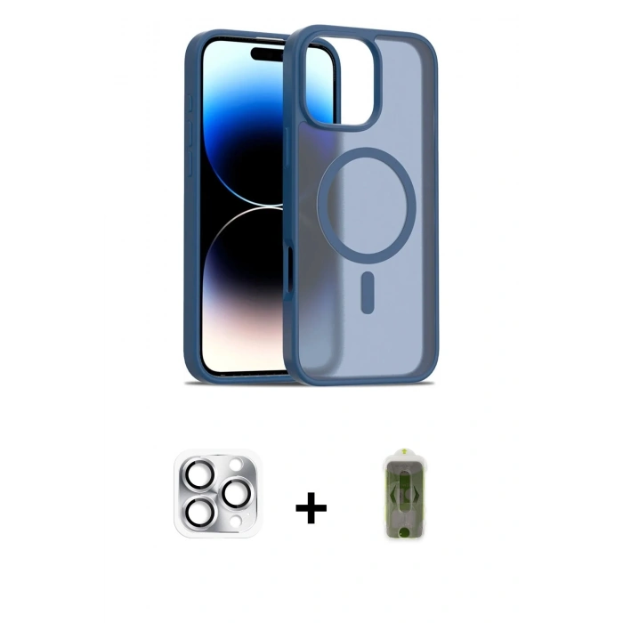MARSİLYAN™- iPhone 16 Pro Max Kılıf Siluet Minimal Prime - Siyah Joko Magic 5D Hayalet Cam + Pers Alüminyum Kamera Lens - GS