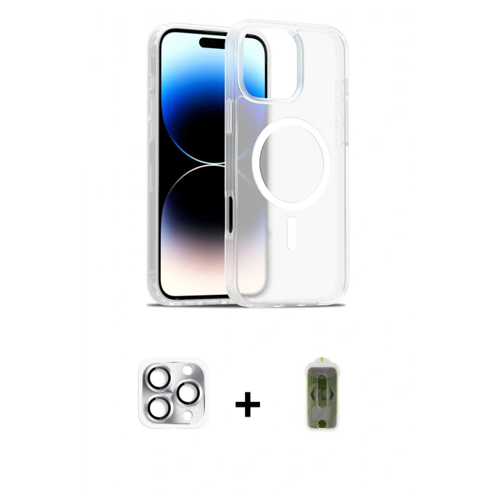 MARSİLYAN™- iPhone 16 Pro Max Kılıf Siluet Minimal Prime - Siyah Joko Magic 5D Hayalet Cam + Pers Alüminyum Kamera Lens - GS