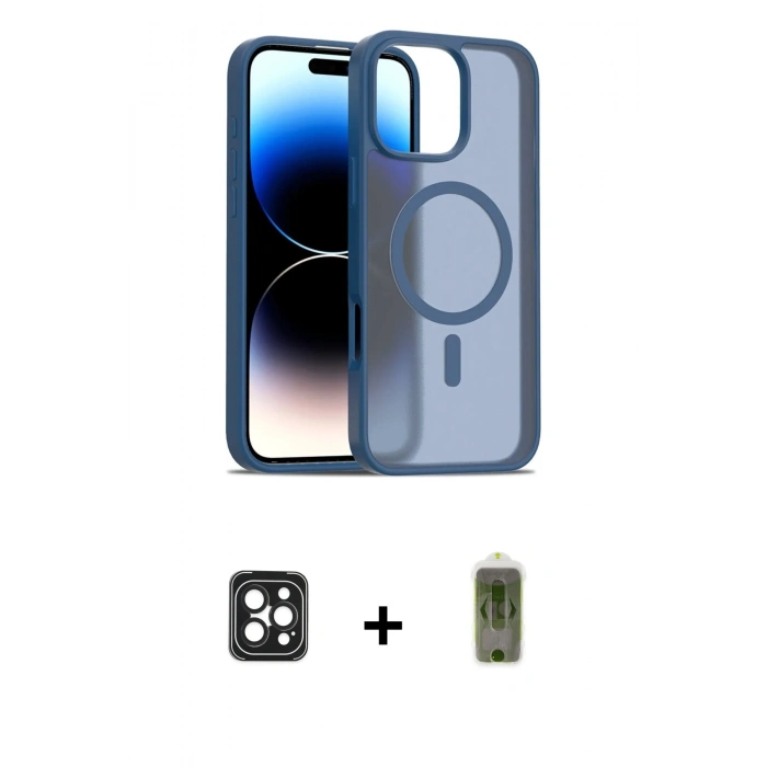 MARSİLYAN™- iPhone 16 Pro Max Kılıf Siluet Minimal Prime - Siyah Joko Magic 5D Hayalet Cam + PVD Metal Kamera Lens - SH