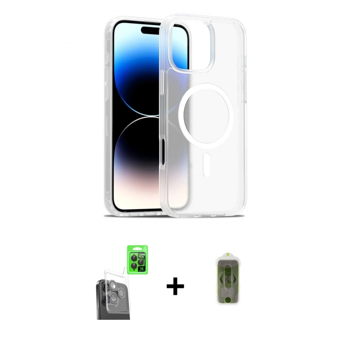 MARSİLYAN™- iPhone 16 Pro Max Kılıf Siluet Minimal Prime - Siyah Joko Magic 5D Hayalet Cam + Siyah Raze Metal Kamera Lens
