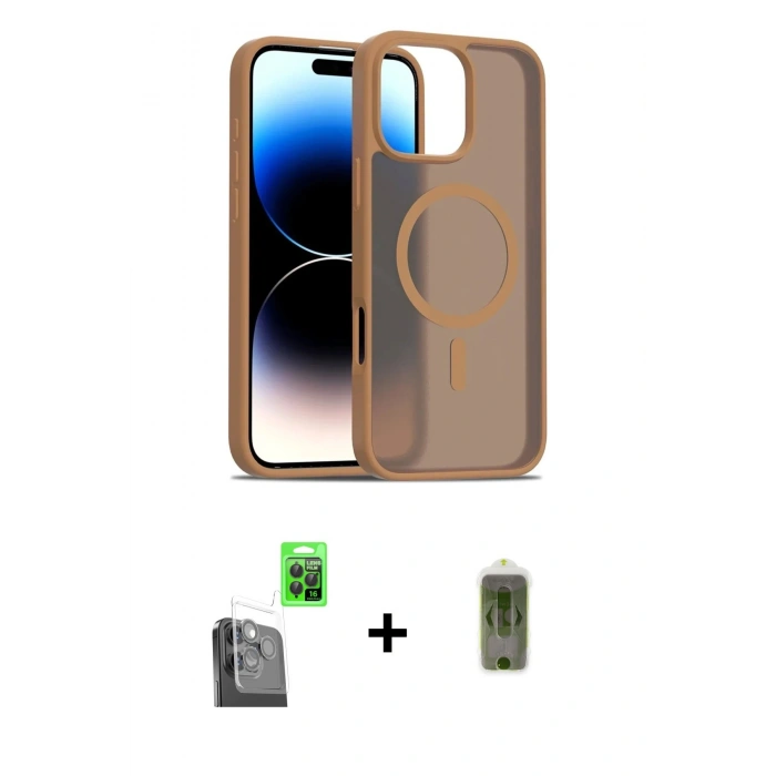 MARSİLYAN™- iPhone 16 Pro Max Kılıf Siluet Minimal Prime - Siyah Joko Magic 5D Hayalet Cam + Siyah Raze Metal Kamera Lens