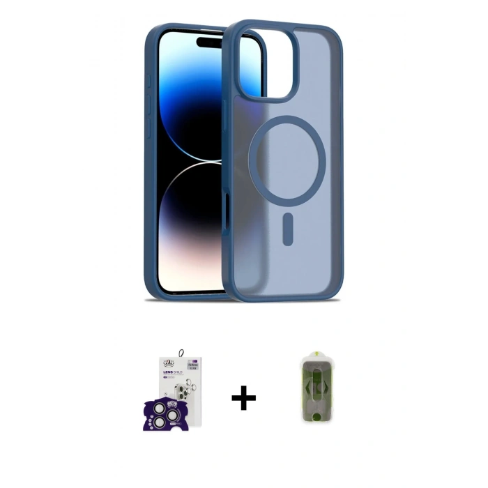 MARSİLYAN™- iPhone 16 Pro Max Kılıf Siluet Minimal Prime - Siyah Joko Magic 5D Hayalet Cam + Bilvis Titan Kamera Lens - TMGI