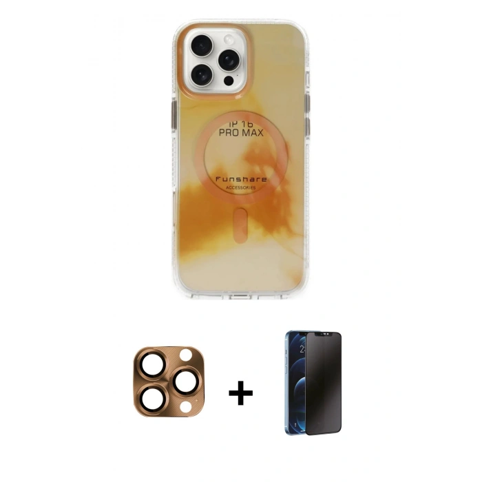 MARSİLYAN™- iPhone 16 Pro Max Kılıf Ufuk Doku Prime - Siyah 3D Antistatik Hayalet Cam Ekran Koruyucu + Pers Alüminyum Kamera Lens - CLTM