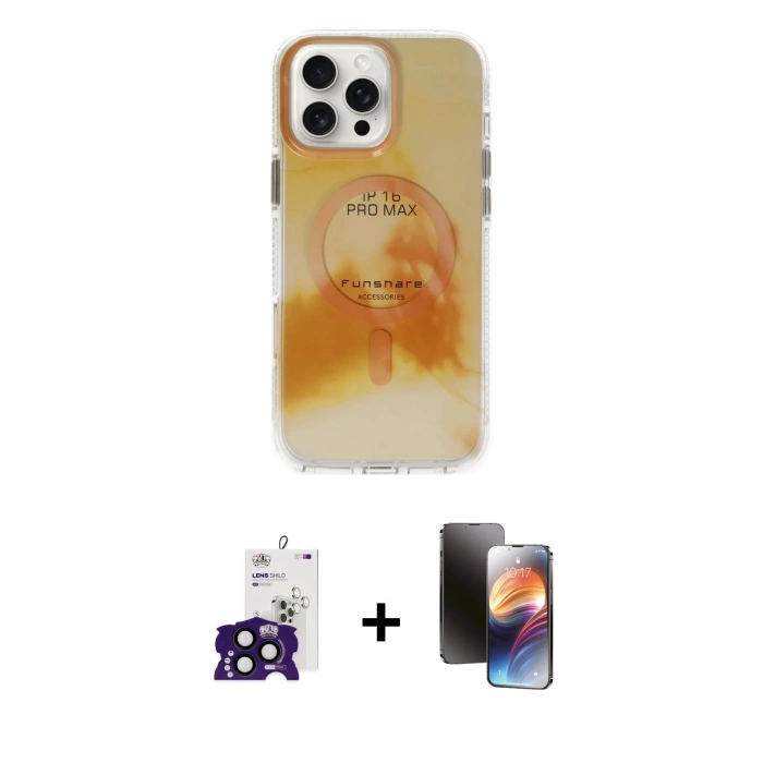 MARSİLYAN™- iPhone 16 Pro Max Kılıf Ufuk Doku Prime - Siyah 3D Antistatik Mat Seramik Nano Ekran Koruyucu + Bilvis Titan Kamera Lens - SH
