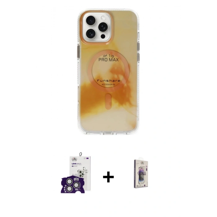 MARSİLYAN™- iPhone 16 Pro Max Kılıf Ufuk Doku Prime - Siyah Bilvis 3D Cam Ekran Koruyucu + Bilvis Titan Kamera Lens - GS