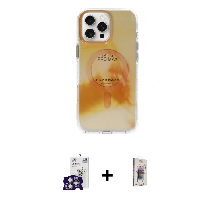 MARSİLYAN™- iPhone 16 Pro Max Kılıf Ufuk Doku Prime - Siyah Bilvis 3D Cam Ekran Koruyucu + Bilvis Titan Kamera Lens - TMGI
