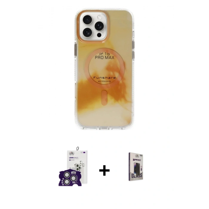 MARSİLYAN™- iPhone 16 Pro Max Kılıf Ufuk Doku Prime - Siyah Bilvis Hayalet Cam Ekran Koruyucu + Bilvis Titan Kamera Lens - GS