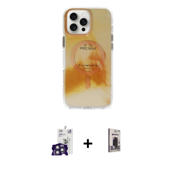 MARSİLYAN™- iPhone 16 Pro Max Kılıf Ufuk Doku Prime - Siyah Bilvis Hayalet Cam Ekran Koruyucu + Bilvis Titan Kamera Lens - TMGI