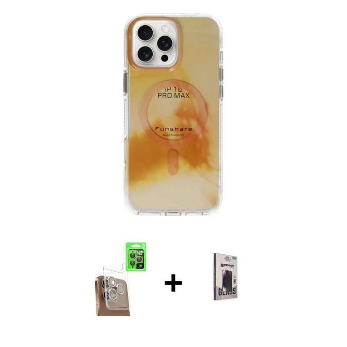 MARSİLYAN™- iPhone 16 Pro Max Kılıf Ufuk Doku Prime - Siyah Bilvis Hayalet Cam Ekran Koruyucu + Raze Metal Kamera Lens - CLTM