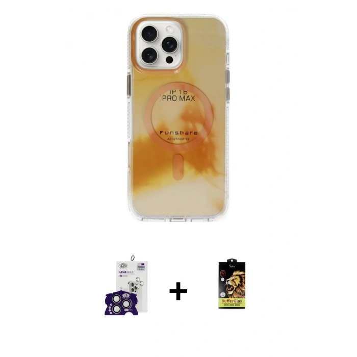 MARSİLYAN™- iPhone 16 Pro Max Kılıf Ufuk Doku Prime - Siyah Buffer Cam Ekran Koruyucu + Bilvis Titan Kamera Lens - TMGI