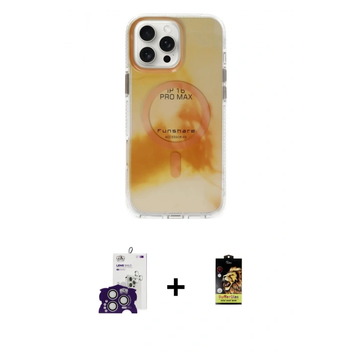 MARSİLYAN™- iPhone 16 Pro Max Kılıf Ufuk Doku Prime - Siyah Buffer Cam Ekran Koruyucu + Bilvis Titan Kamera Lens - GS