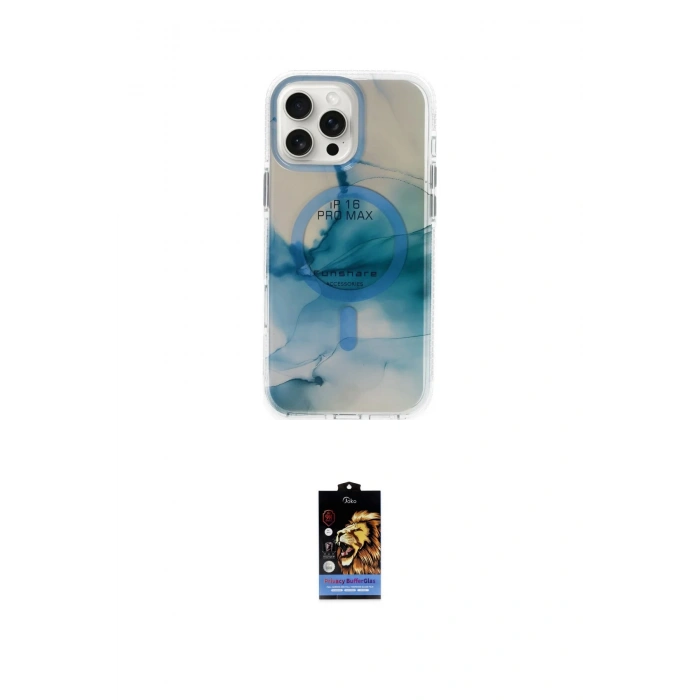 MARSİLYAN™- iPhone 16 Pro Max Kılıf Ufuk Doku Prime - Siyah Buffer Hayalet Cam Ekran Koruyucu