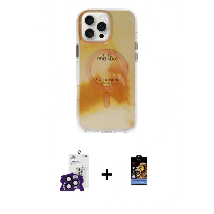 MARSİLYAN™- iPhone 16 Pro Max Kılıf Ufuk Doku Prime - Siyah Buffer Hayalet Cam Ekran Koruyucu + Bilvis Titan Kamera Lens - SH
