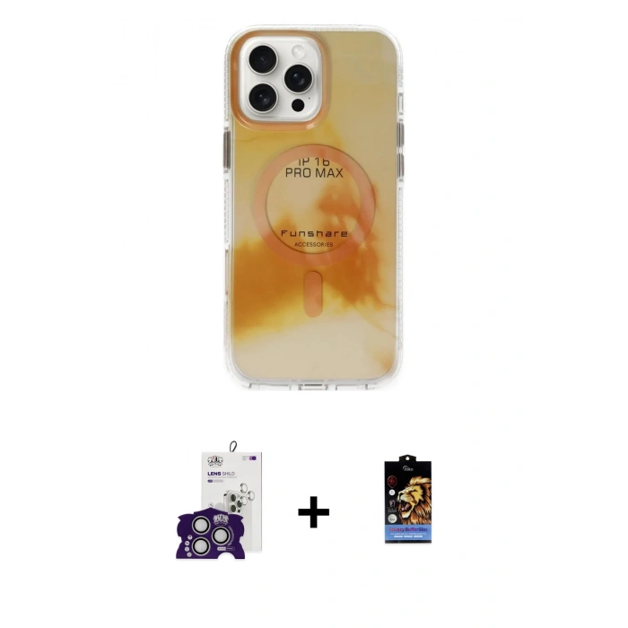 MARSİLYAN™- iPhone 16 Pro Max Kılıf Ufuk Doku Prime - Siyah Buffer Hayalet Cam Ekran Koruyucu + Bilvis Titan Kamera Lens - GS