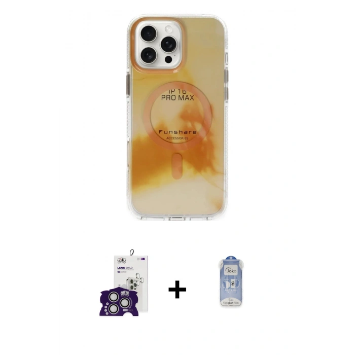 MARSİLYAN™- iPhone 16 Pro Max Kılıf Ufuk Doku Prime - Siyah Joko Magic 5D Cam + Bilvis Titan Kamera Lens - GS