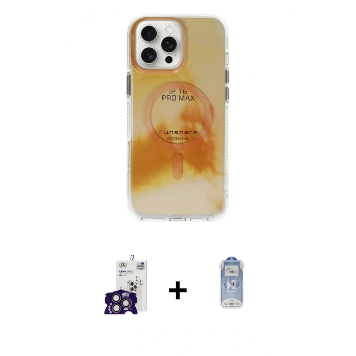 MARSİLYAN™- iPhone 16 Pro Max Kılıf Ufuk Doku Prime - Siyah Joko Magic 5D Cam + Bilvis Titan Kamera Lens - TMGI