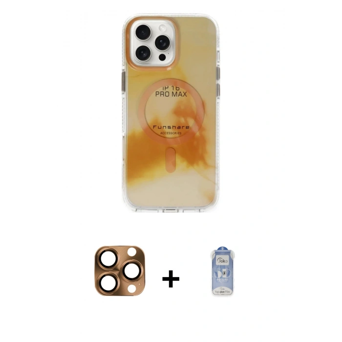 MARSİLYAN™- iPhone 16 Pro Max Kılıf Ufuk Doku Prime - Siyah Joko Magic 5D Cam + Pers Alüminyum Kamera Lens - CLTM