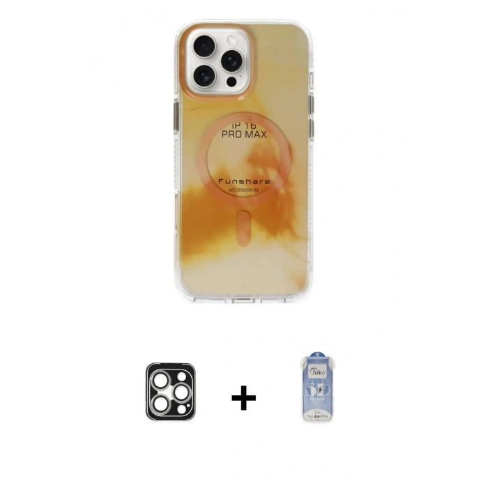 MARSİLYAN™- iPhone 16 Pro Max Kılıf Ufuk Doku Prime - Siyah Joko Magic 5D Cam + PVD Metal Kamera Lens - GS