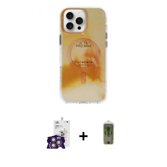 MARSİLYAN™- iPhone 16 Pro Max Kılıf Ufuk Doku Prime - Siyah Joko Magic 5D Hayalet Cam + Bilvis Titan Kamera Lens - GS