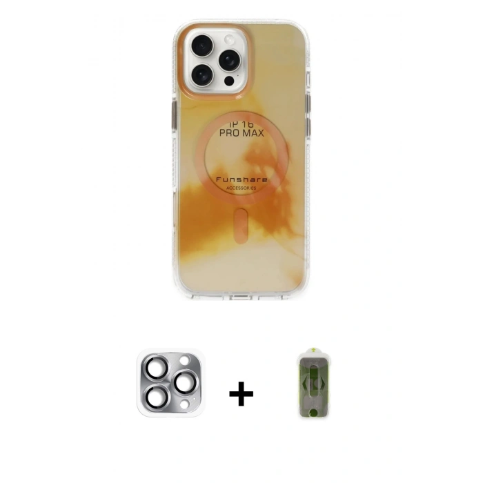 MARSİLYAN™- iPhone 16 Pro Max Kılıf Ufuk Doku Prime - Siyah Joko Magic 5D Hayalet Cam + Pers Alüminyum Kamera Lens - GI