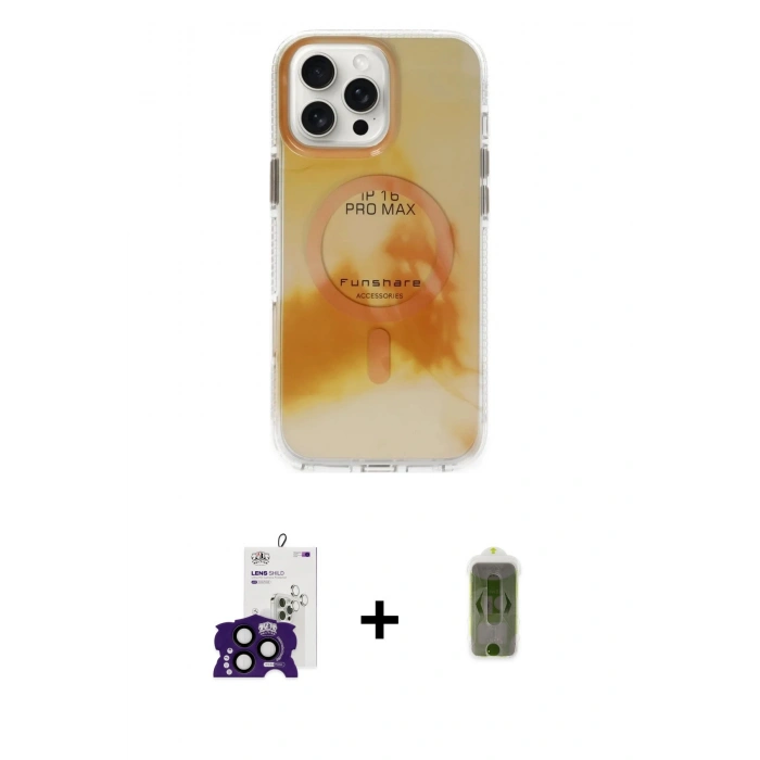 MARSİLYAN™- iPhone 16 Pro Max Kılıf Ufuk Doku Prime - Siyah Joko Magic 5D Hayalet Cam + Bilvis Titan Kamera Lens - SH
