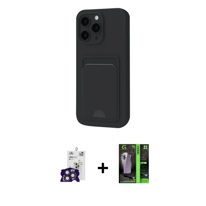 MARSİLYAN™- iPhone 16 Pro Max Kılıf Vadi Çizgi Prime - Şeffaf 360 Full Body Arka Koruyucu + Titanyum Gri Bilvis Titan Kamera Lens