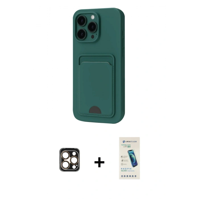 MARSİLYAN™- iPhone 16 Pro Max Kılıf Vadi Çizgi Prime - Şeffaf Pasifik Cam Ekran Koruyucu + PVD Metal Kamera Lens - GD